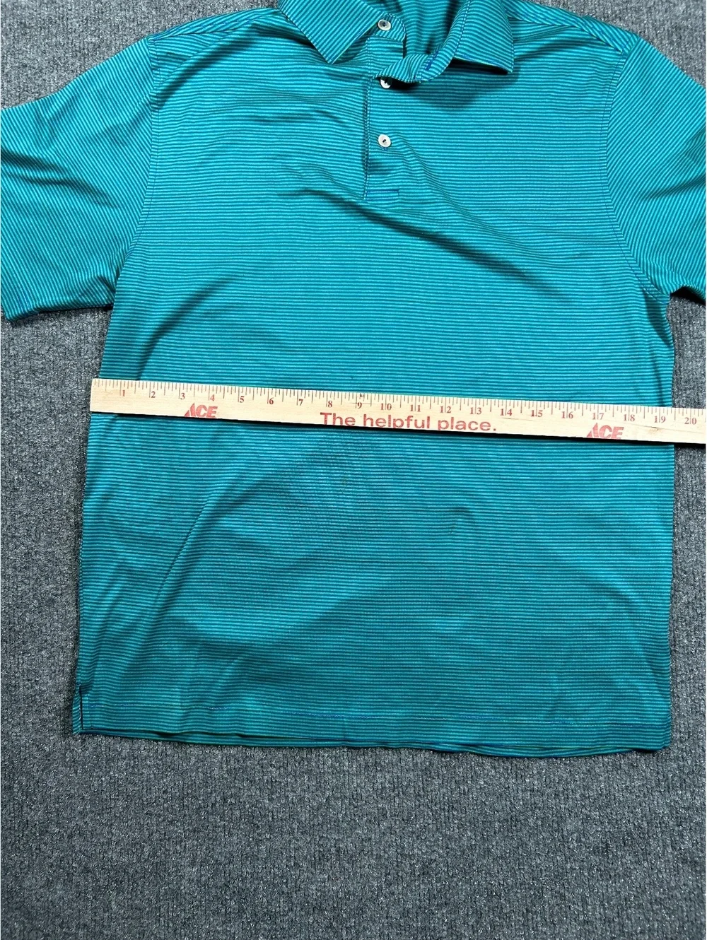 Peter Millar Striped Polo Shirt in Teal and Blue Size S